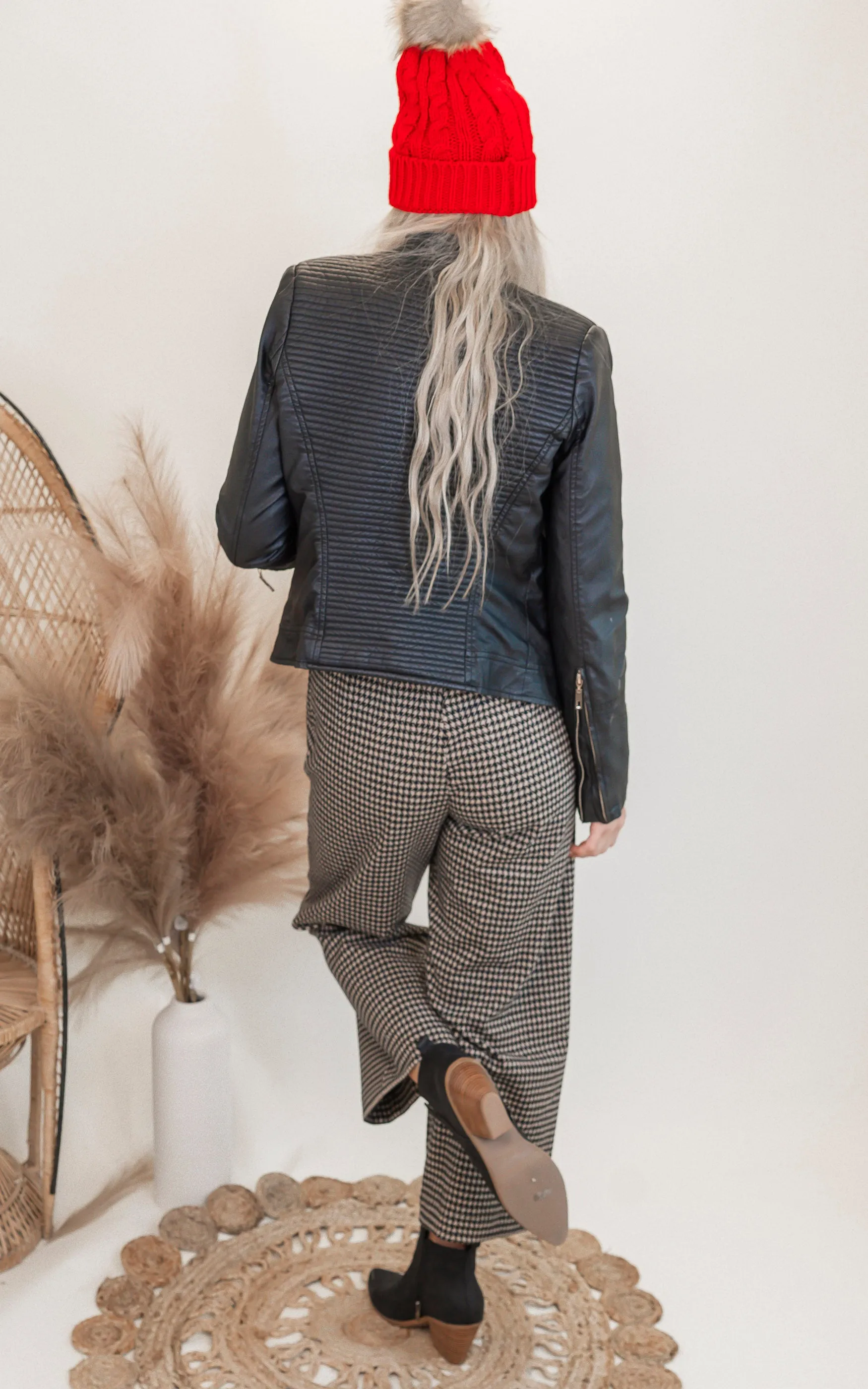 Checked Pattern Flared Pants