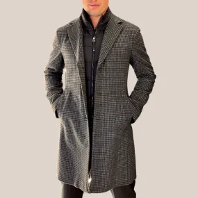 Checks Woolen Quilted Inlay Jacket - Grey