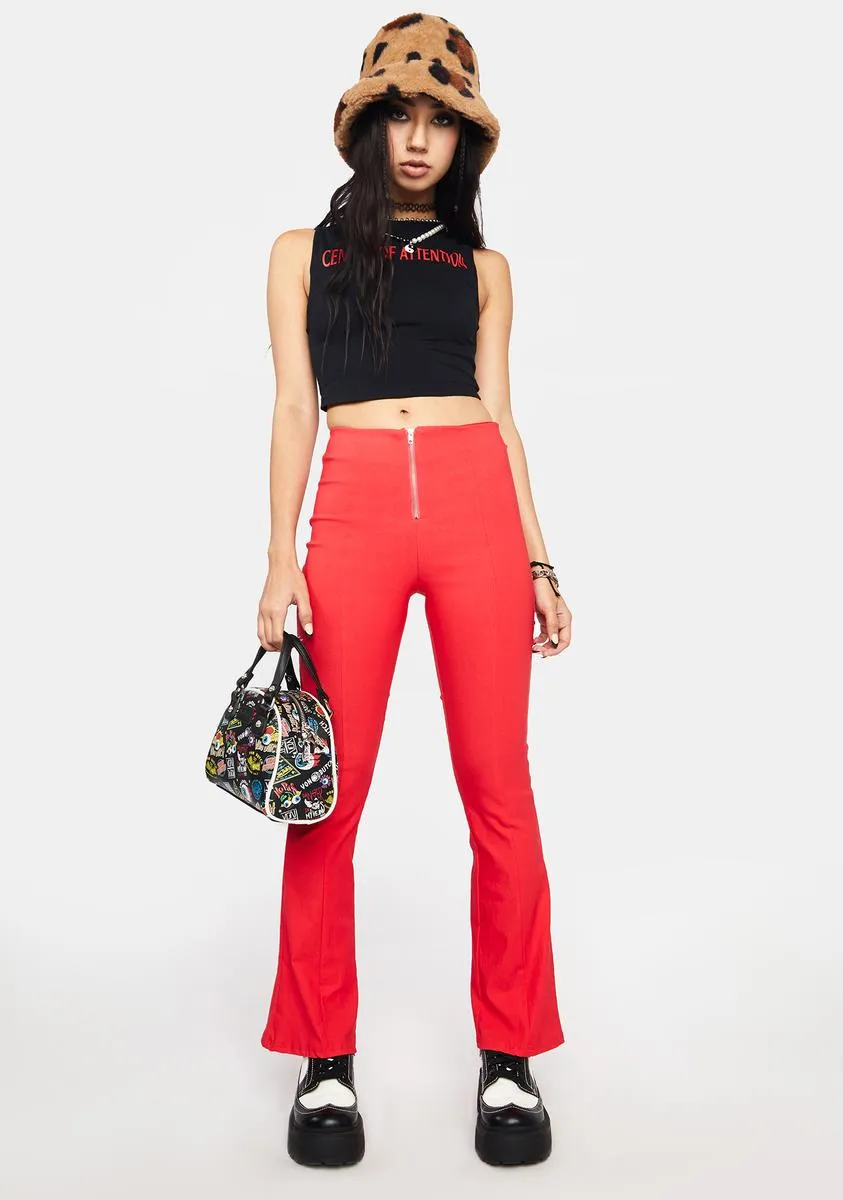 Cherry Take You There Flare Pants