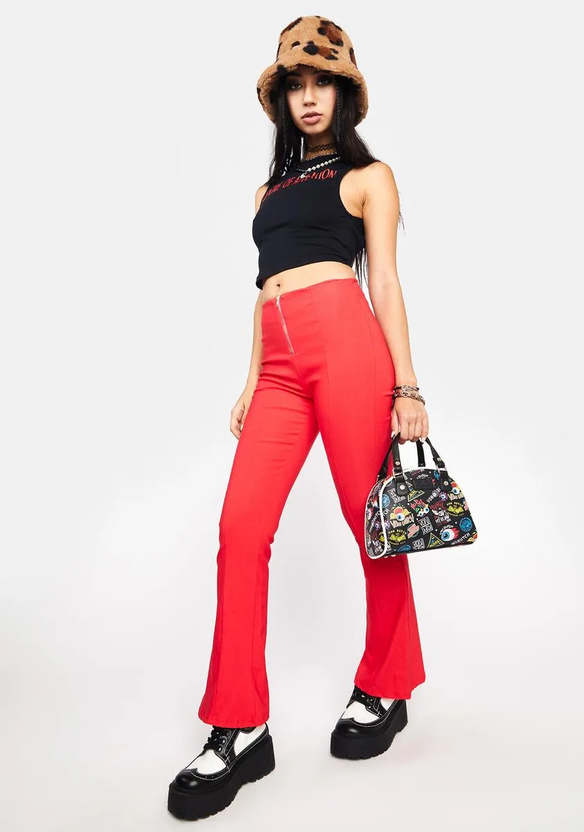 Cherry Take You There Flare Pants