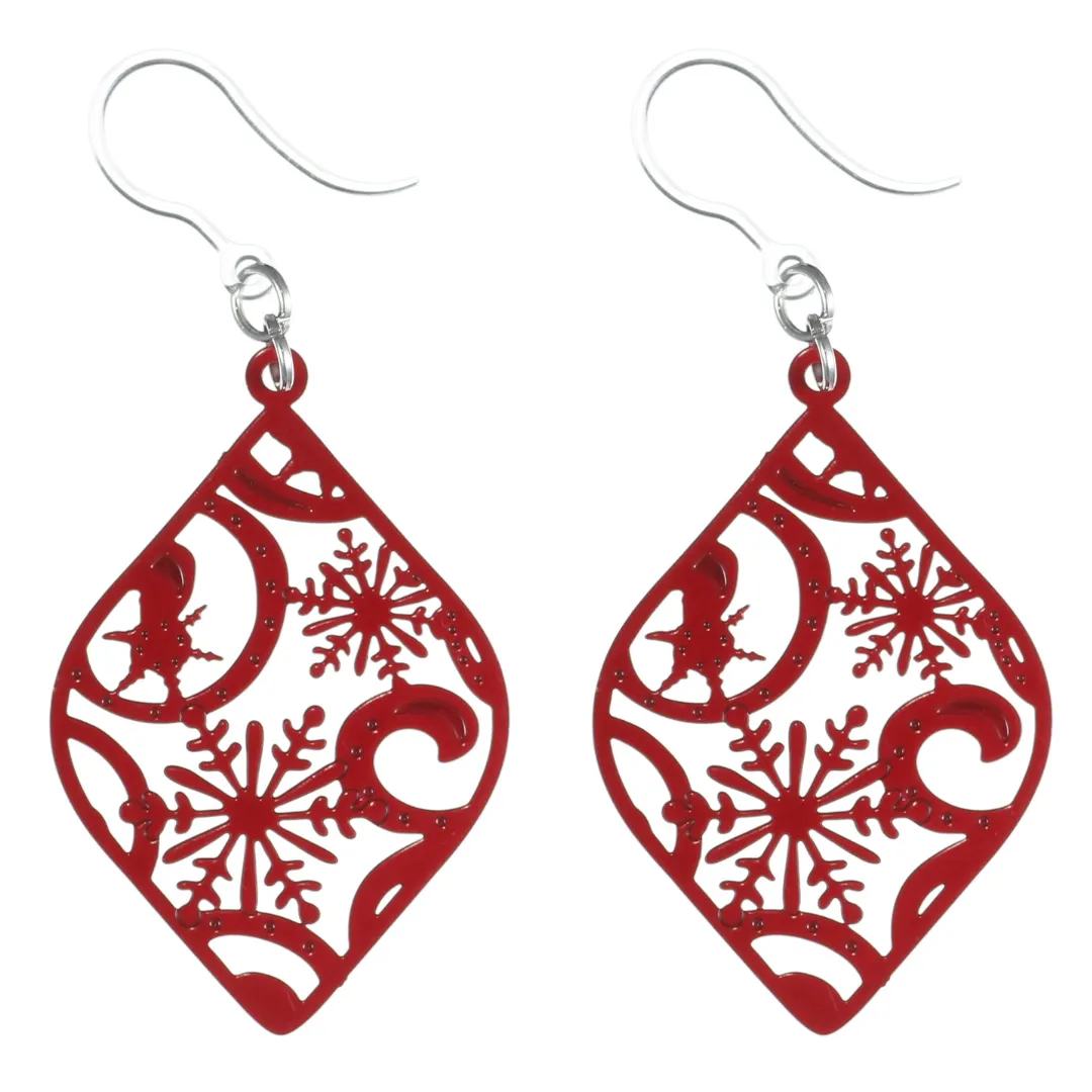 Christmas Ornament Dangles Hypoallergenic Earrings for Sensitive Ears Made with Plastic Posts