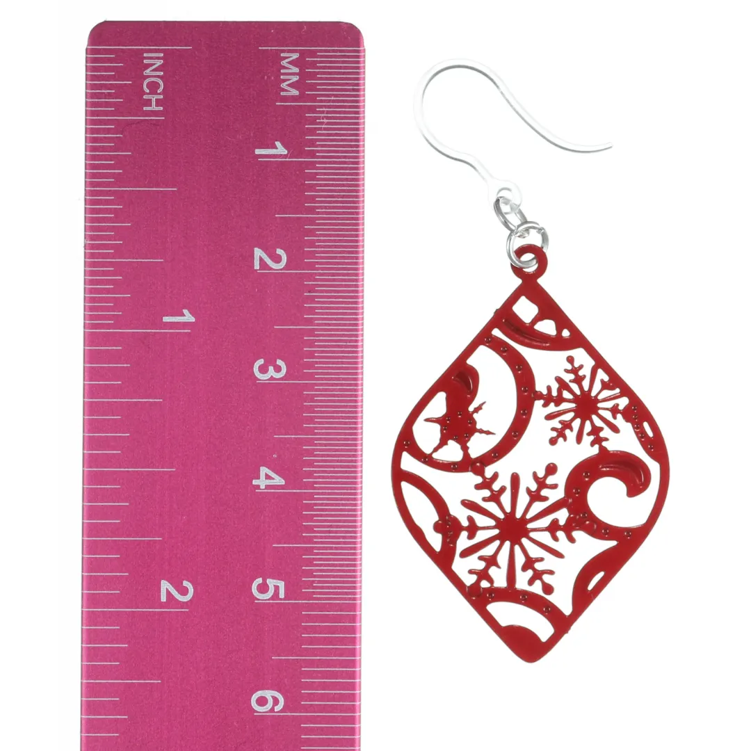 Christmas Ornament Dangles Hypoallergenic Earrings for Sensitive Ears Made with Plastic Posts