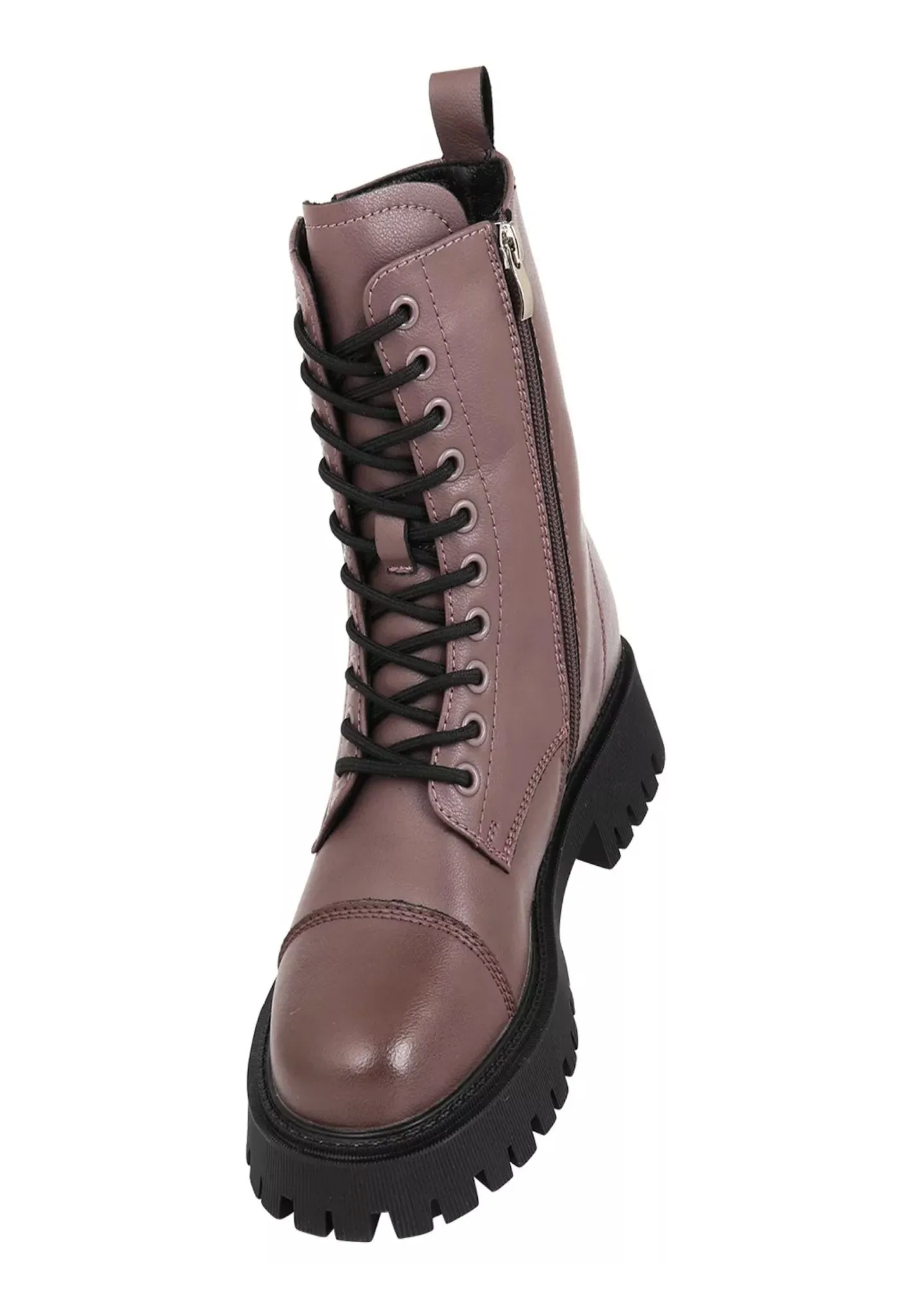 Classic Leather Platform Ankle Boots - Brown