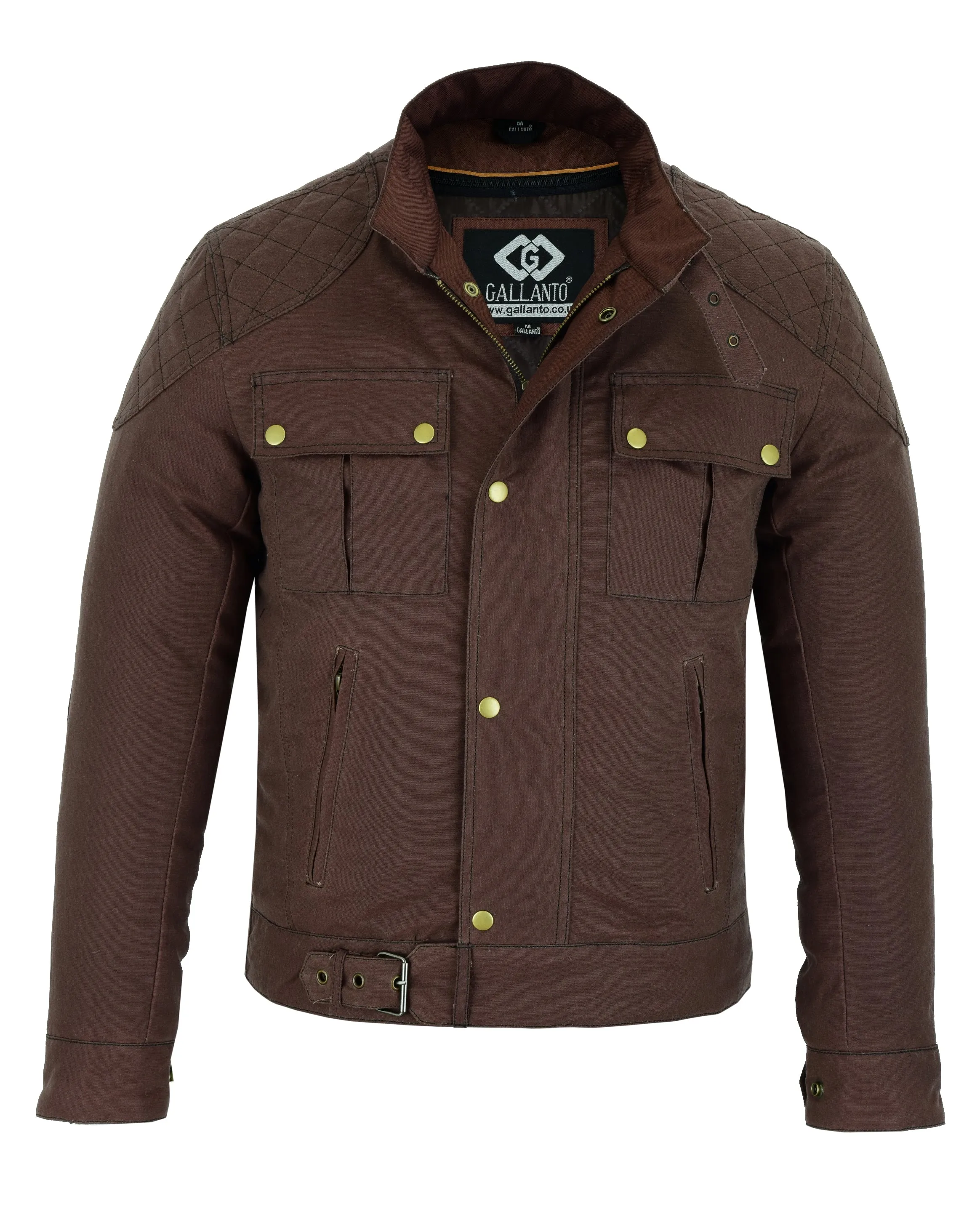 Classic Moto Waxed Cotton Motorcycle Jacket Textile Biker in Brown, Red, Black or Green