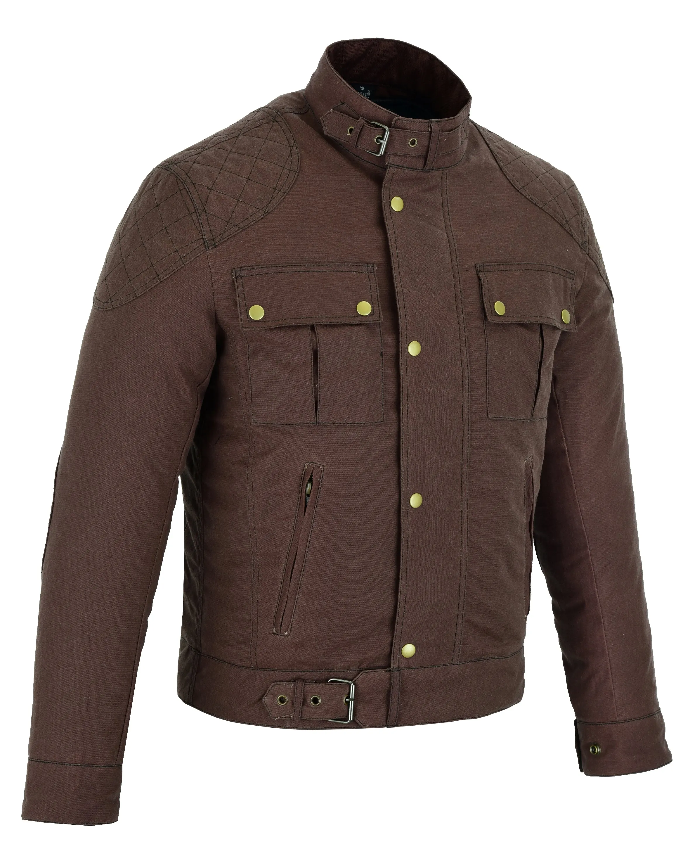 Classic Moto Waxed Cotton Motorcycle Jacket Textile Biker in Brown, Red, Black or Green