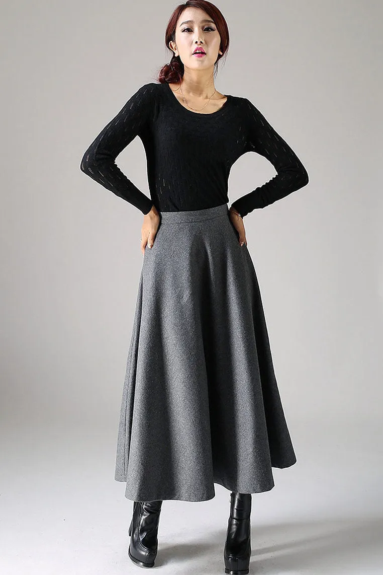 Classical A line Skirt for winter, Timeless wool flare skirt 1093#