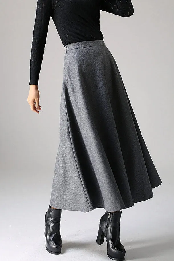 Classical A line Skirt for winter, Timeless wool flare skirt 1093#