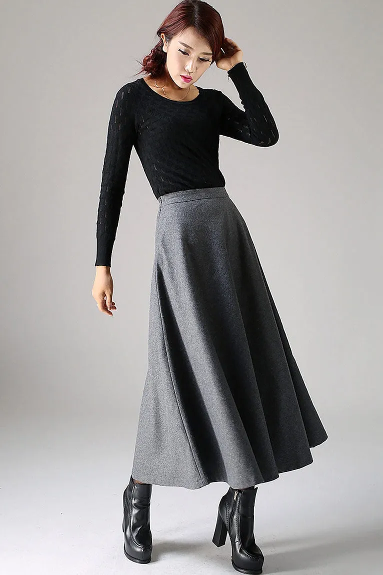 Classical A line Skirt for winter, Timeless wool flare skirt 1093#