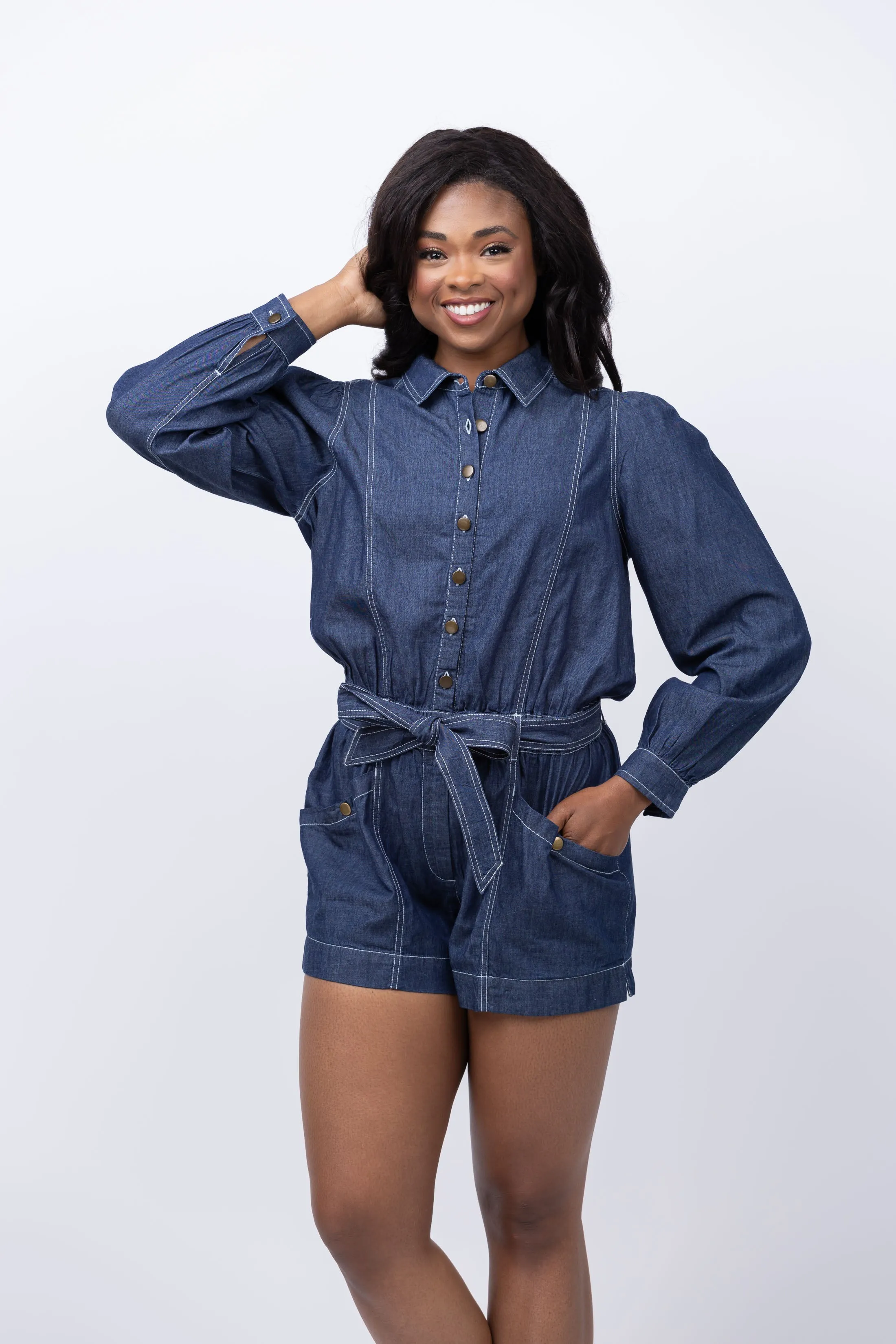 Cleobella Quincy Romper in Chambray