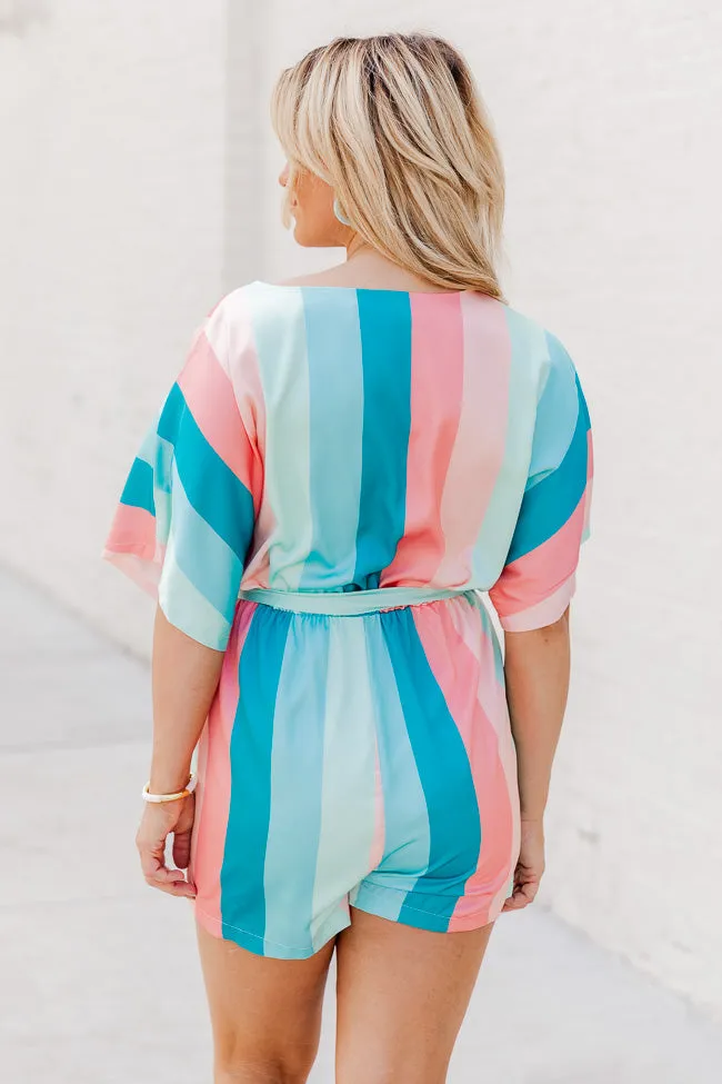 Coastal Getaway Multi Color Stripe Romper FINAL SALE