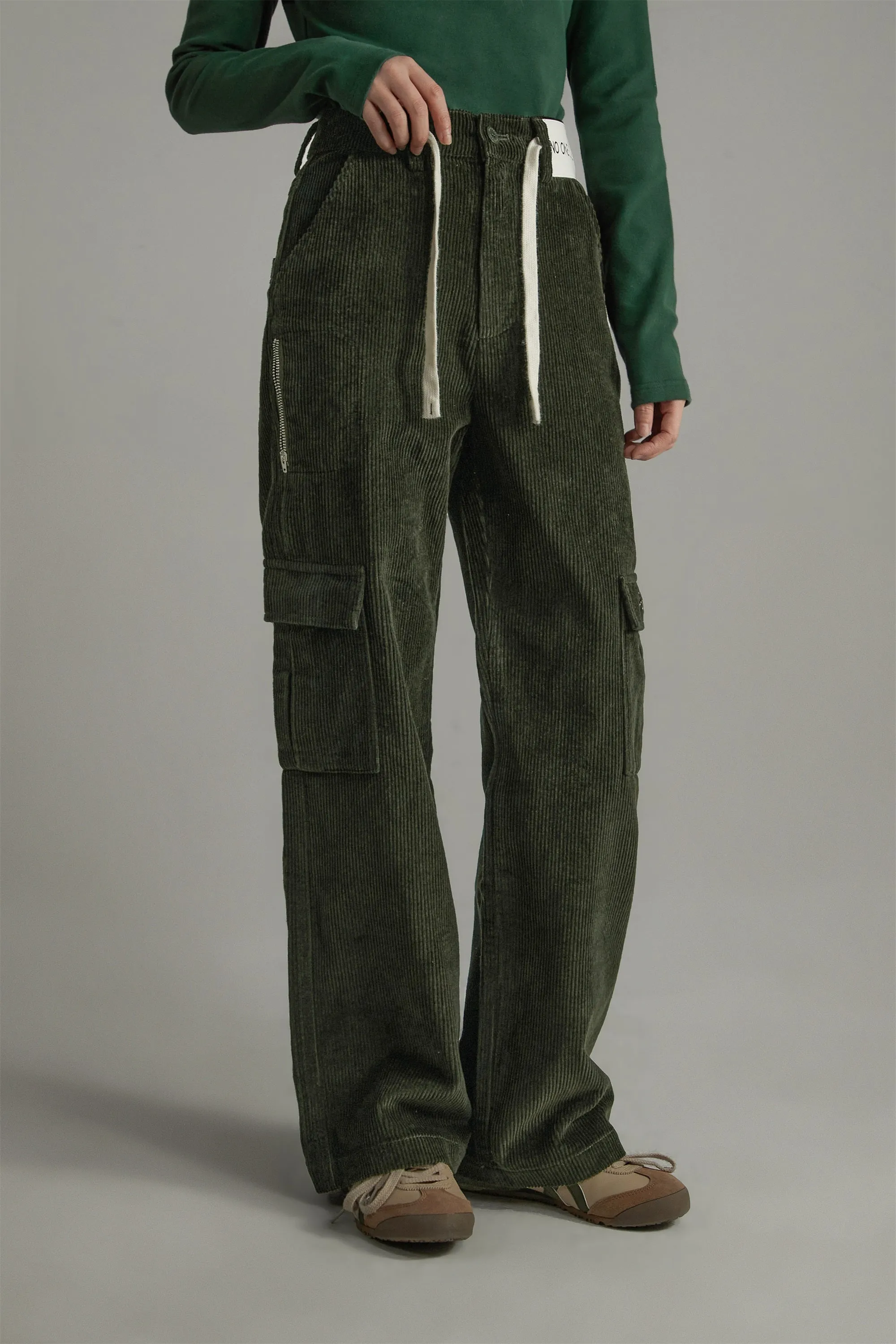 Corduroy Straight Cargo Pants