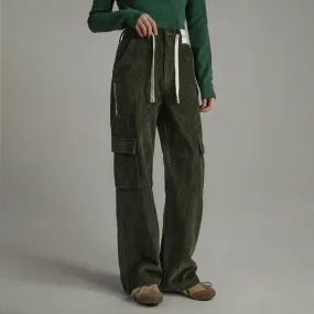 Corduroy Straight Cargo Pants