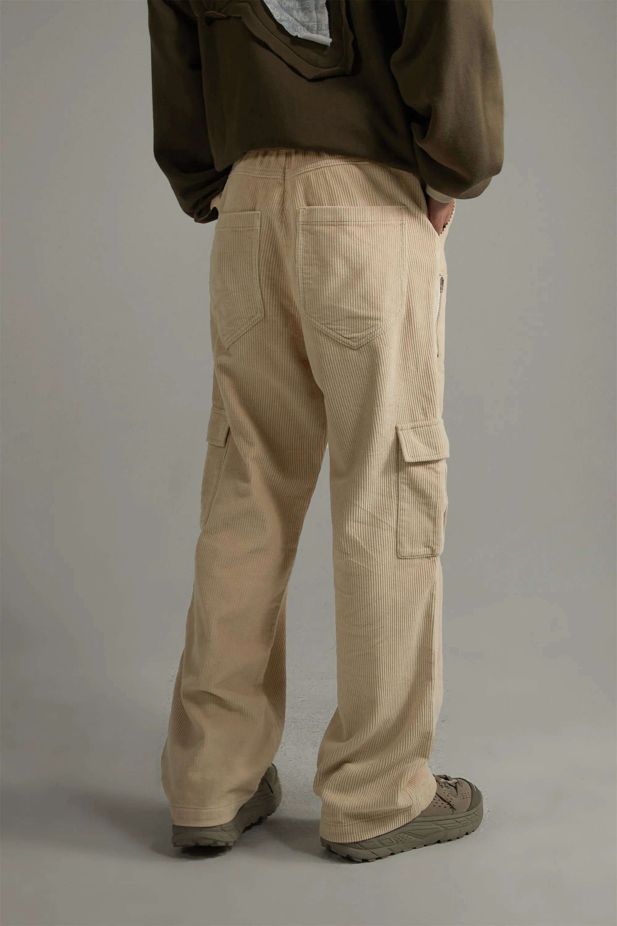 Corduroy Straight Cargo Pants