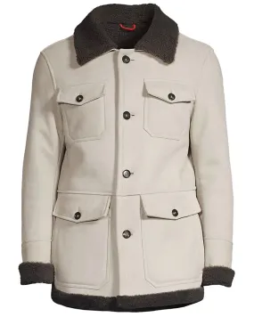 Cream Suede and Shearling Field Jacket