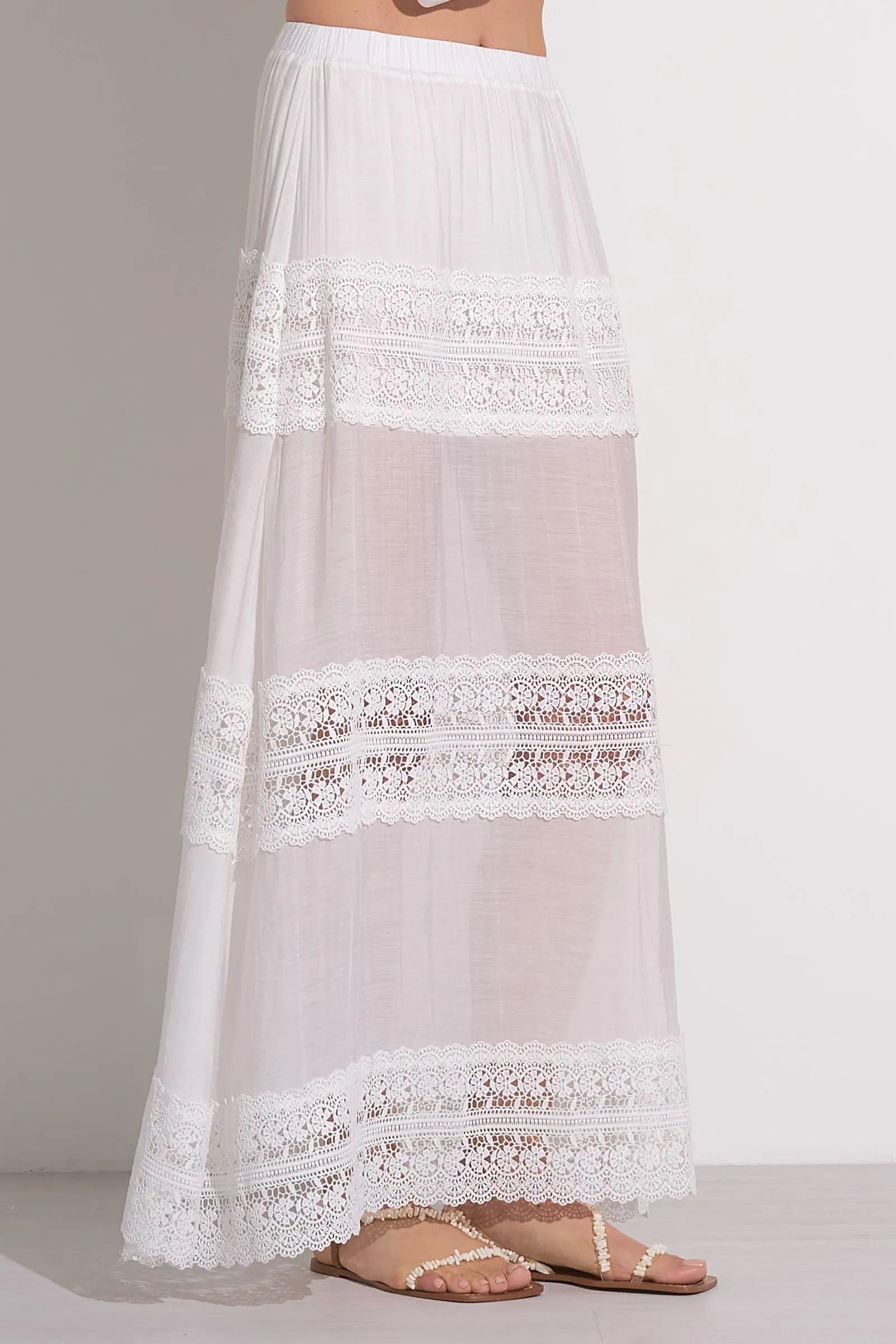 Crochet Maxi Skirt, White