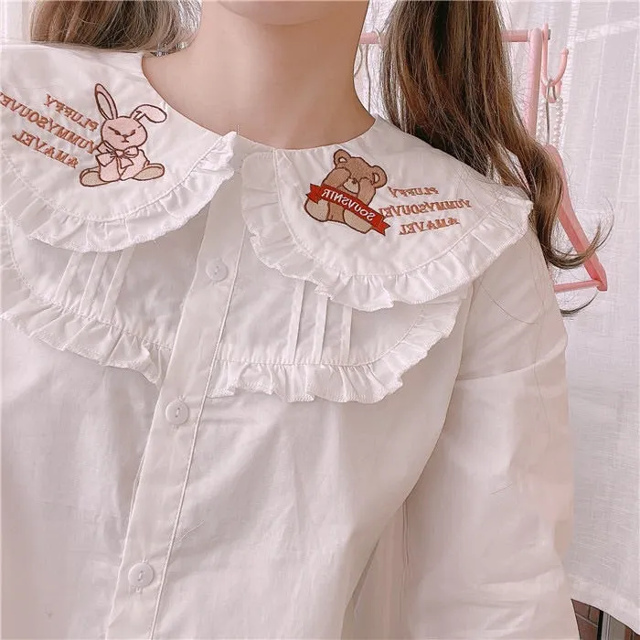 CUTE BUNNY EARS EMBROIDERY SHIRT BY39001