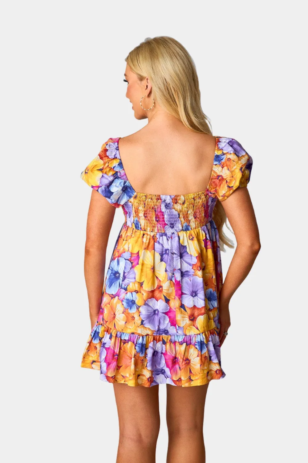 Diego Babydoll Mini Dress - Pansy