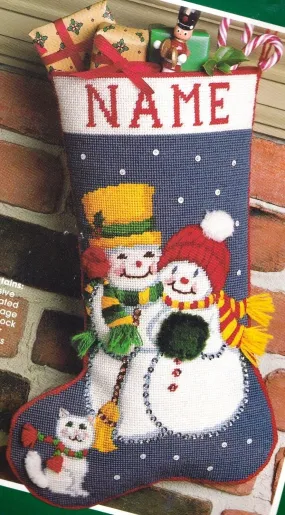 DIY Bucilla Frosty Friend Snowman Christmas Needlepoint Stocking Kit