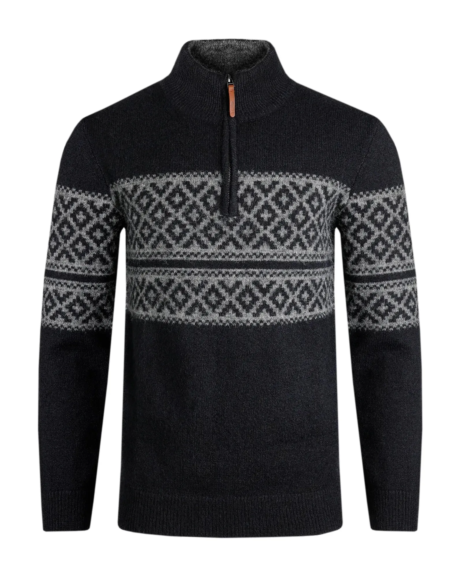 Donny 1/4 Zip Fair Isle Jumper - Navy