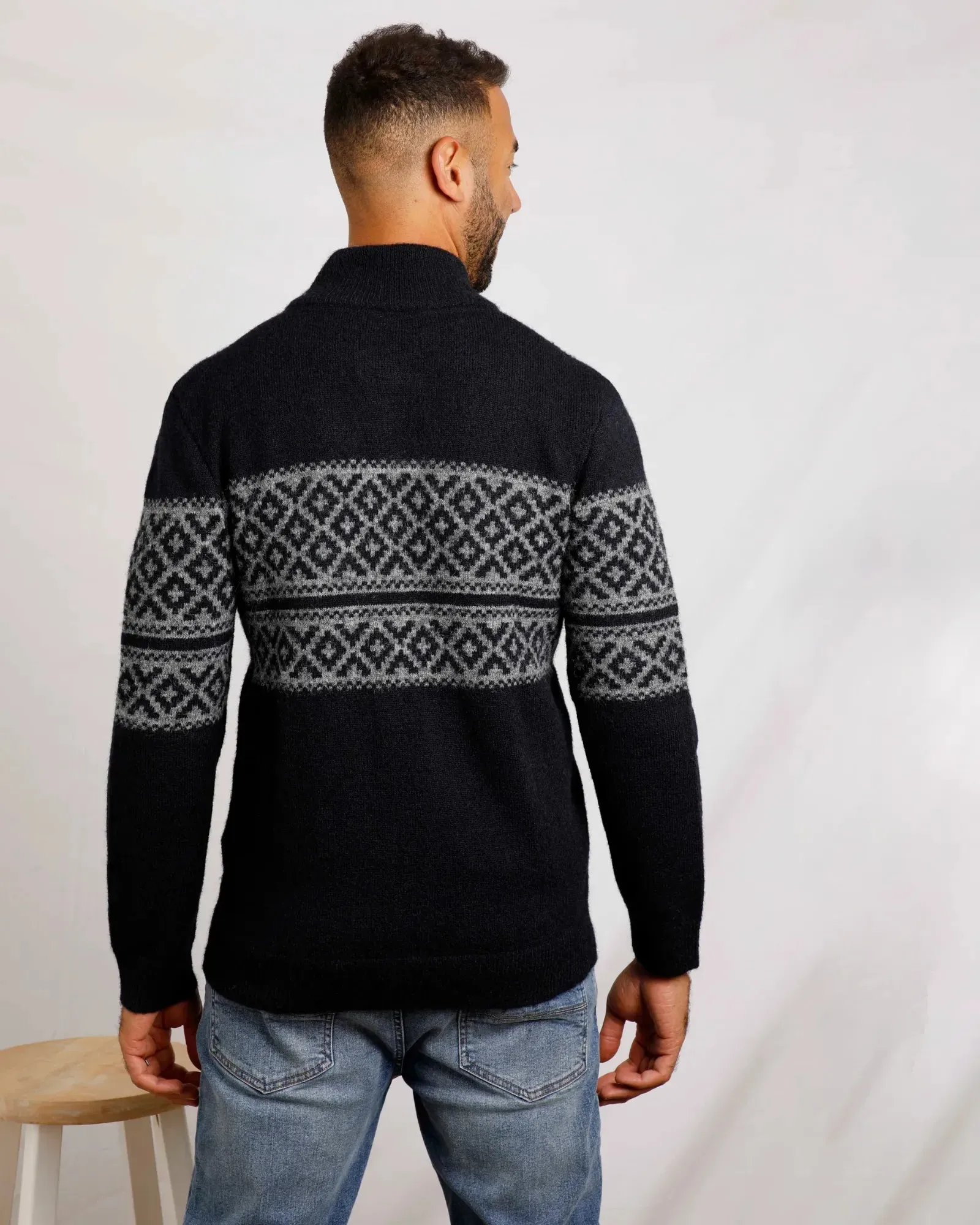 Donny 1/4 Zip Fair Isle Jumper - Navy