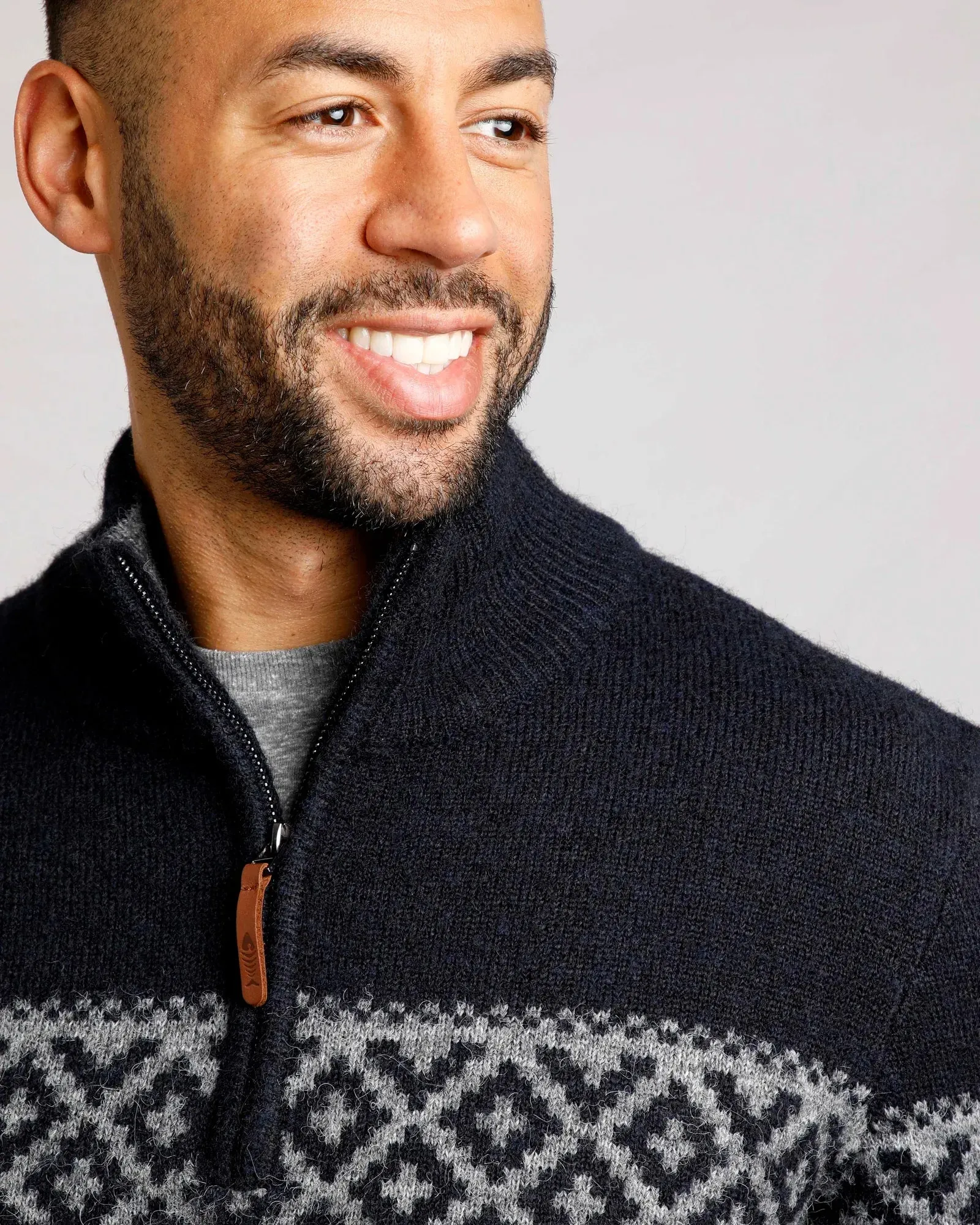 Donny 1/4 Zip Fair Isle Jumper - Navy