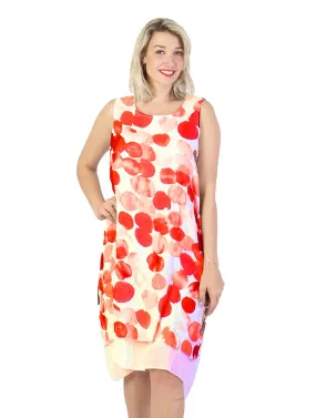 Dress - Ink Print Shift - Red/Pink