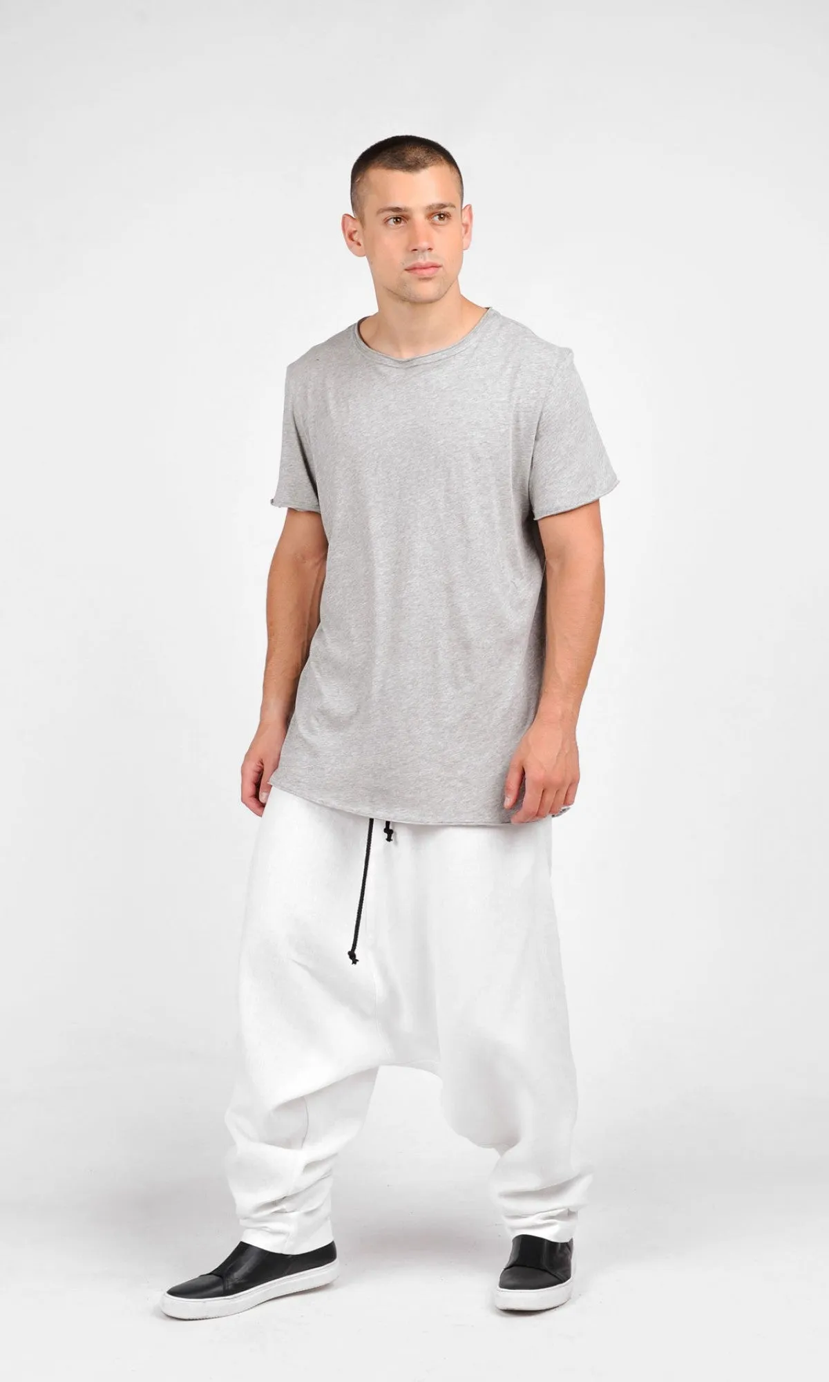 Drop Crotch Linen Harem Pants