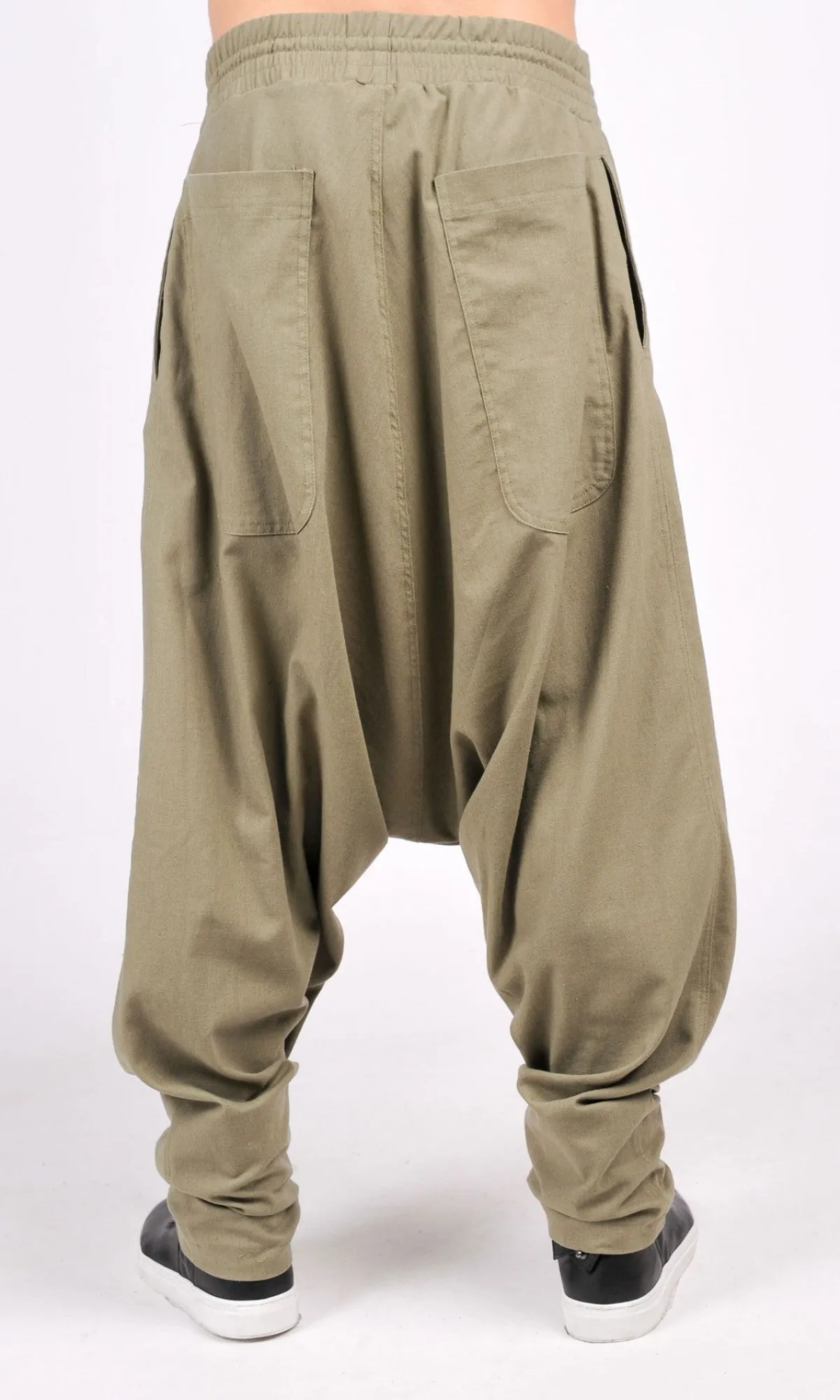 Drop Crotch Linen Harem Pants