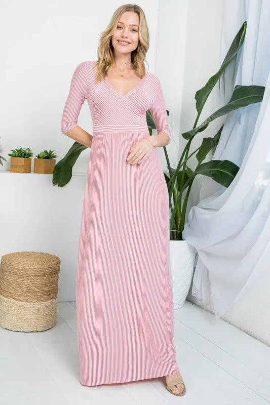 Dusty Pink Surplus Pin Stripe Maxi Dress