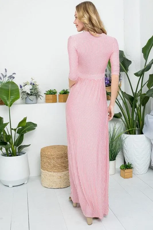 Dusty Pink Surplus Pin Stripe Maxi Dress