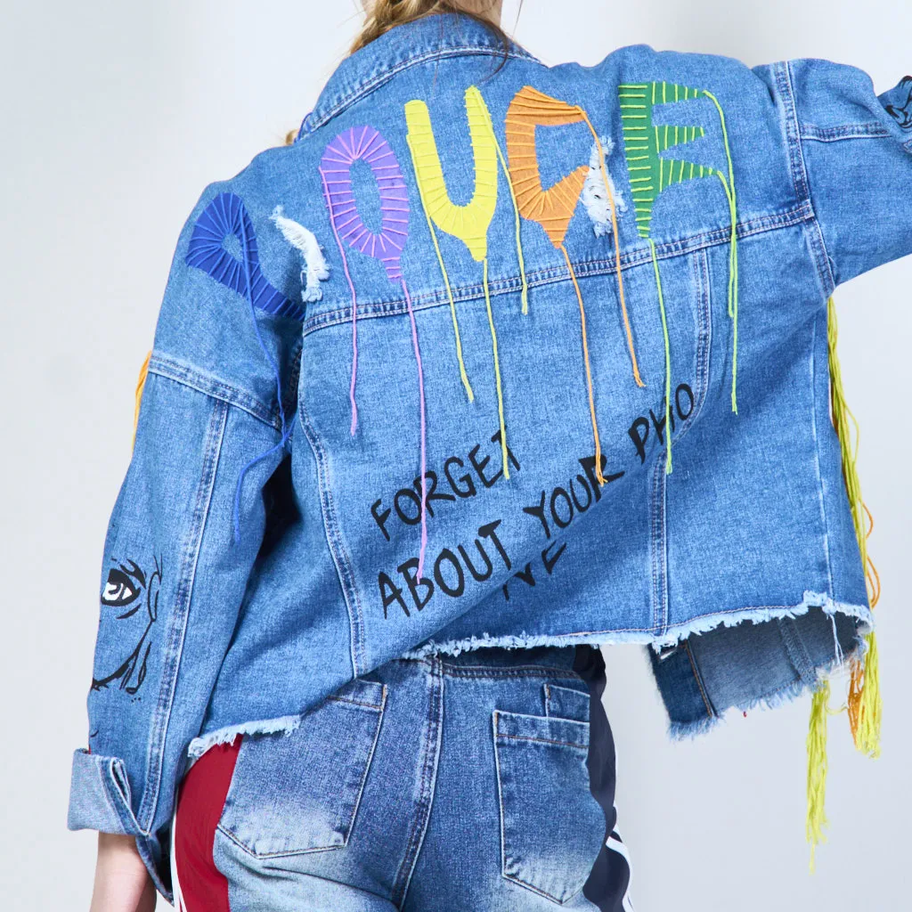 Eclectic art denim jacket wholesale