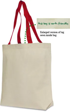 eco friendly jennifer cotton canvas tote (natural/red) Case of 72