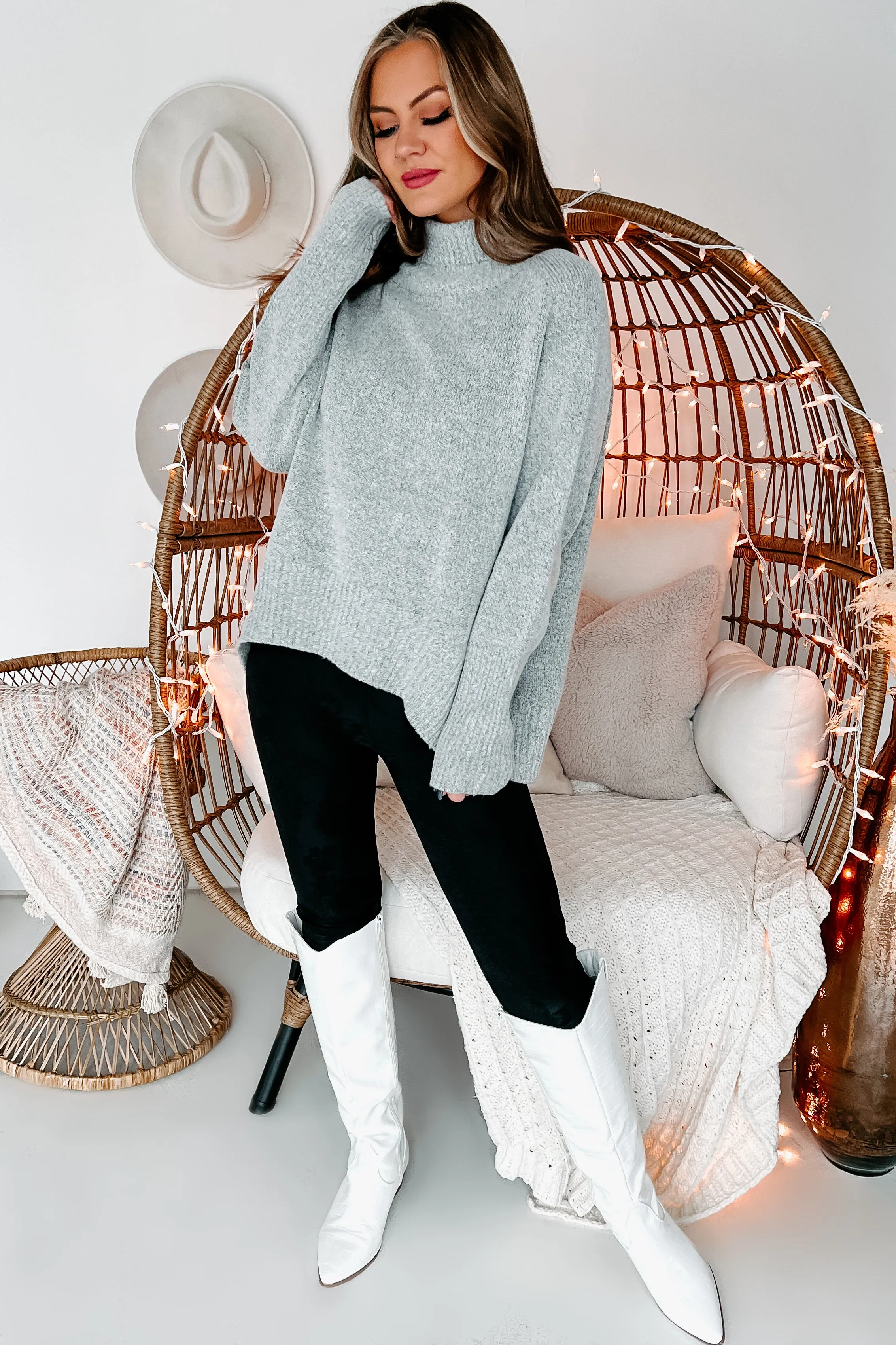 Endless Snuggles Turtleneck Sweater (Heather Grey)