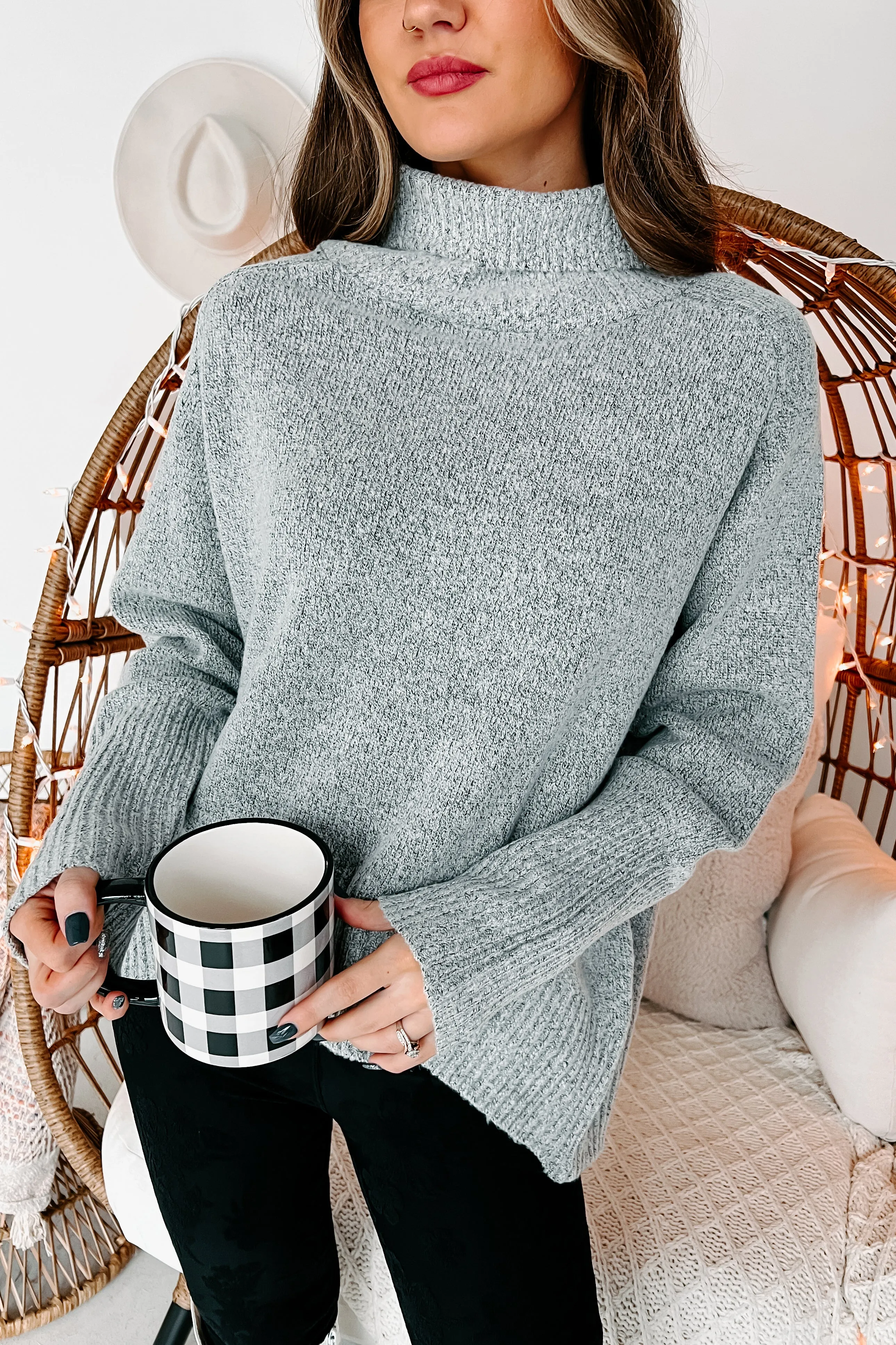 Endless Snuggles Turtleneck Sweater (Heather Grey)