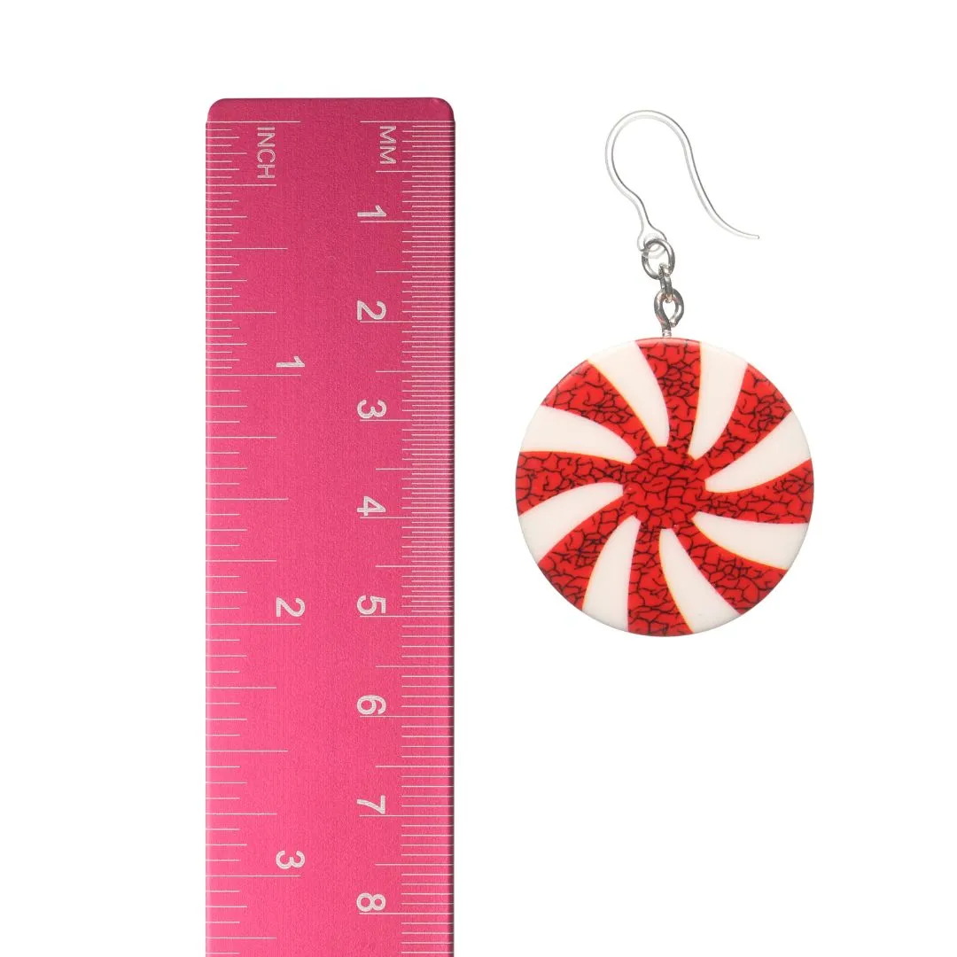 Exaggerated Peppermint Candy Dangles Hypoallergenic Earrings for Sensitive Ears Made with Plastic Posts