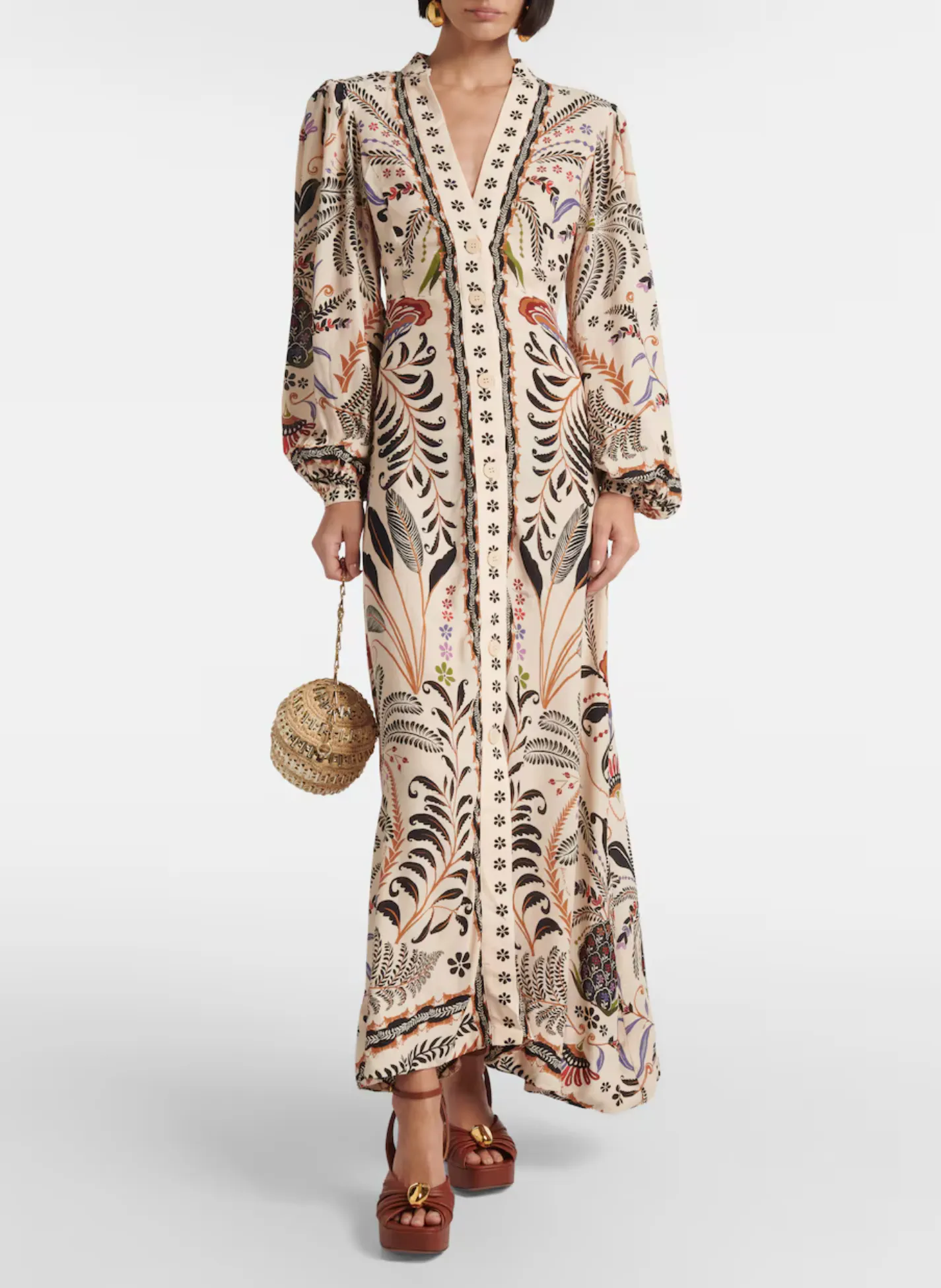 Farm Rio Classic Nature Sand Maxi Dress