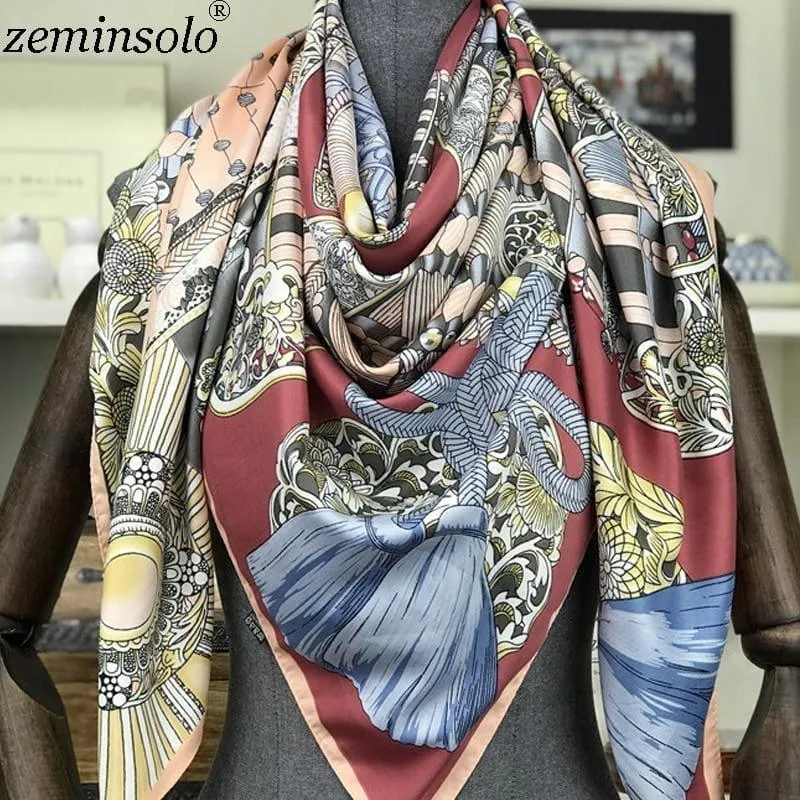 Fashion Square Silk Foulard Printed Bandana  Scarf