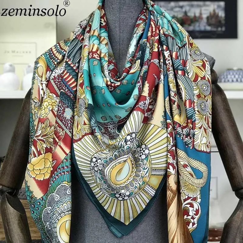 Fashion Square Silk Foulard Printed Bandana  Scarf