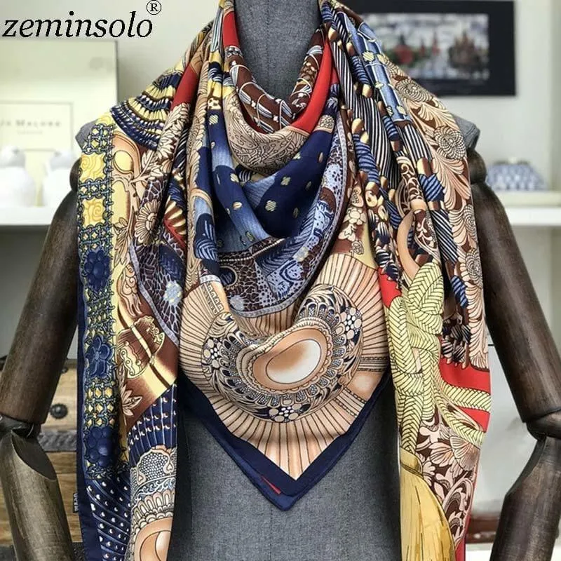 Fashion Square Silk Foulard Printed Bandana  Scarf