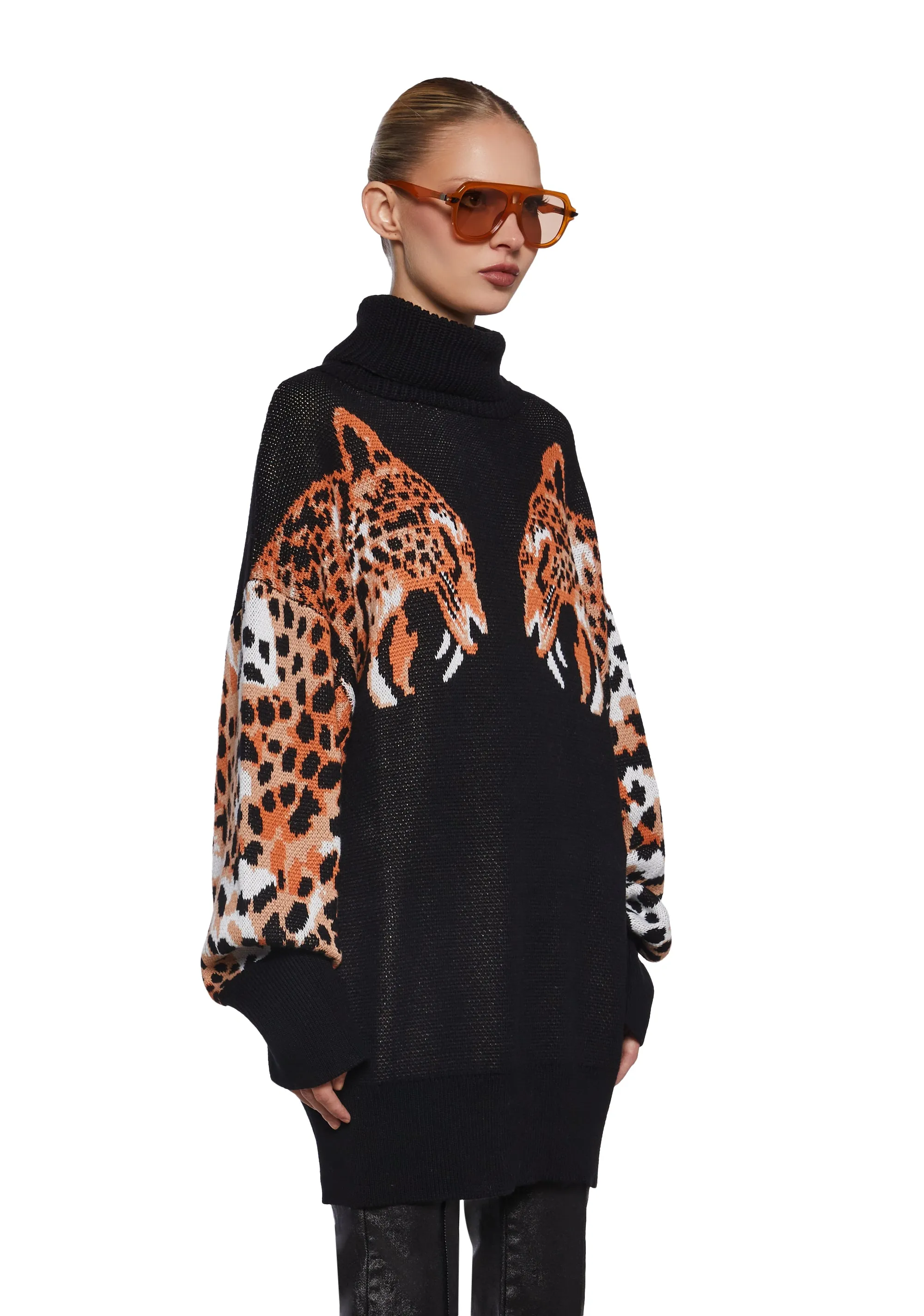 Feline Finesse Oversized Sweater