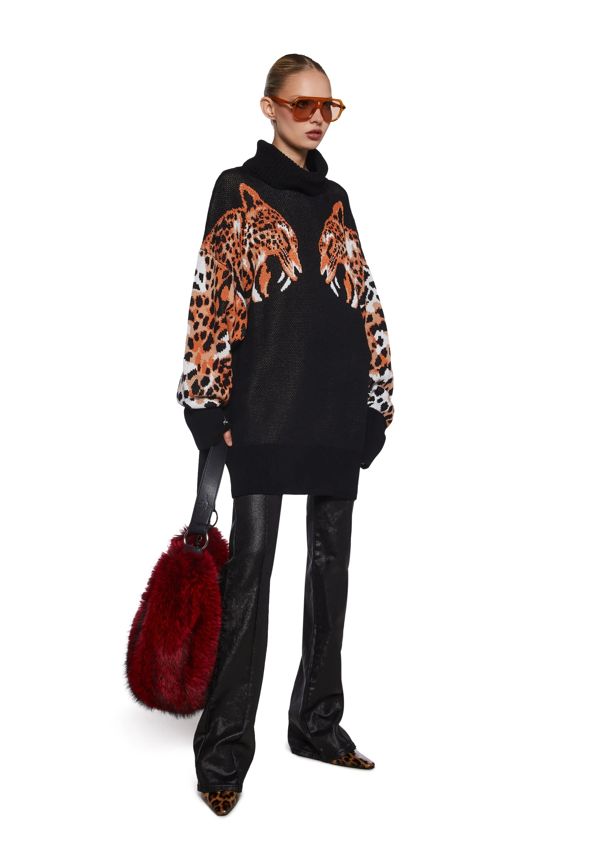 Feline Finesse Oversized Sweater