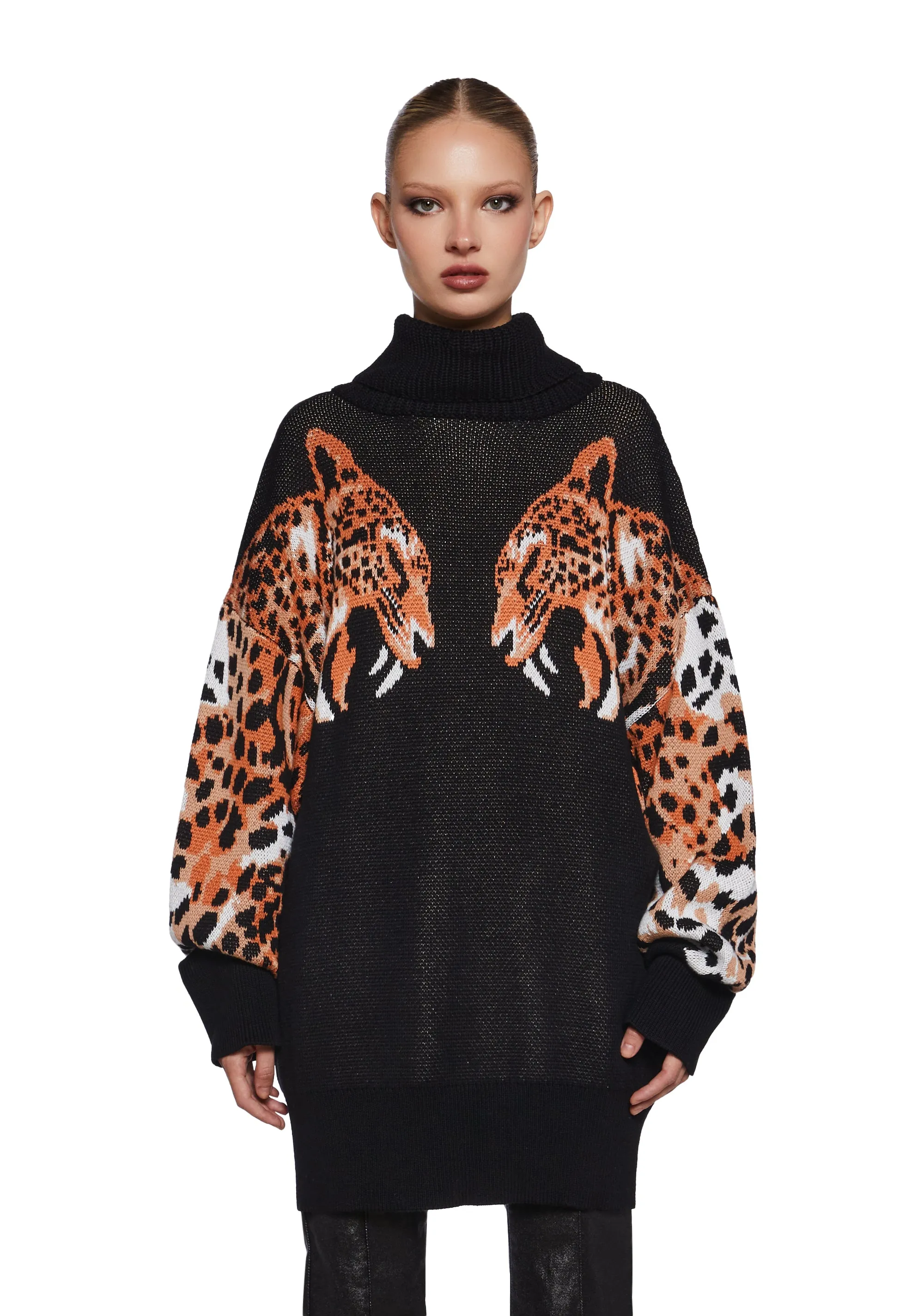 Feline Finesse Oversized Sweater