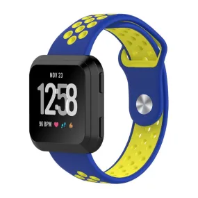 Fitbit Versa two-color breathable watchband replacement - Blue / Yellow