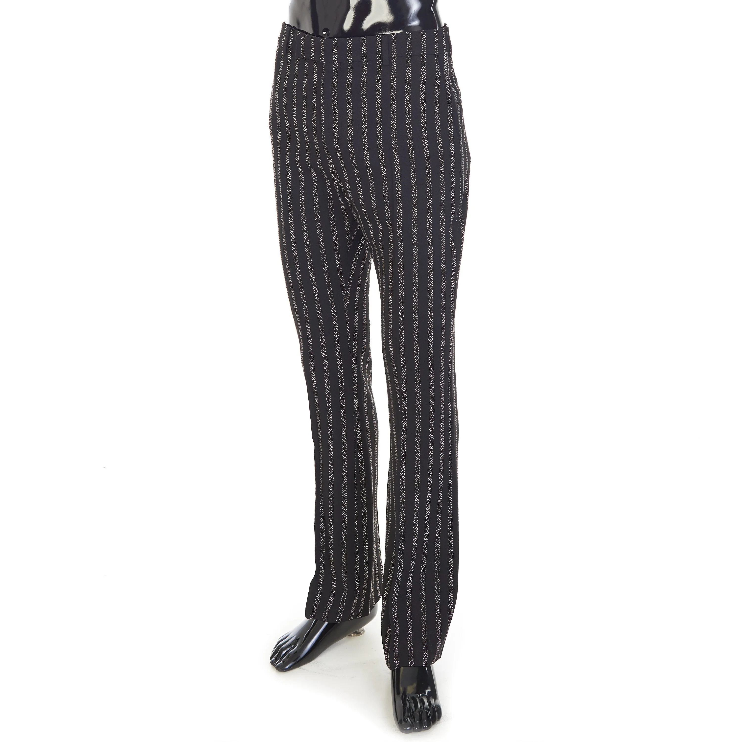 Flared Cropped Pants In Viscose Sablé - Studded Stripes