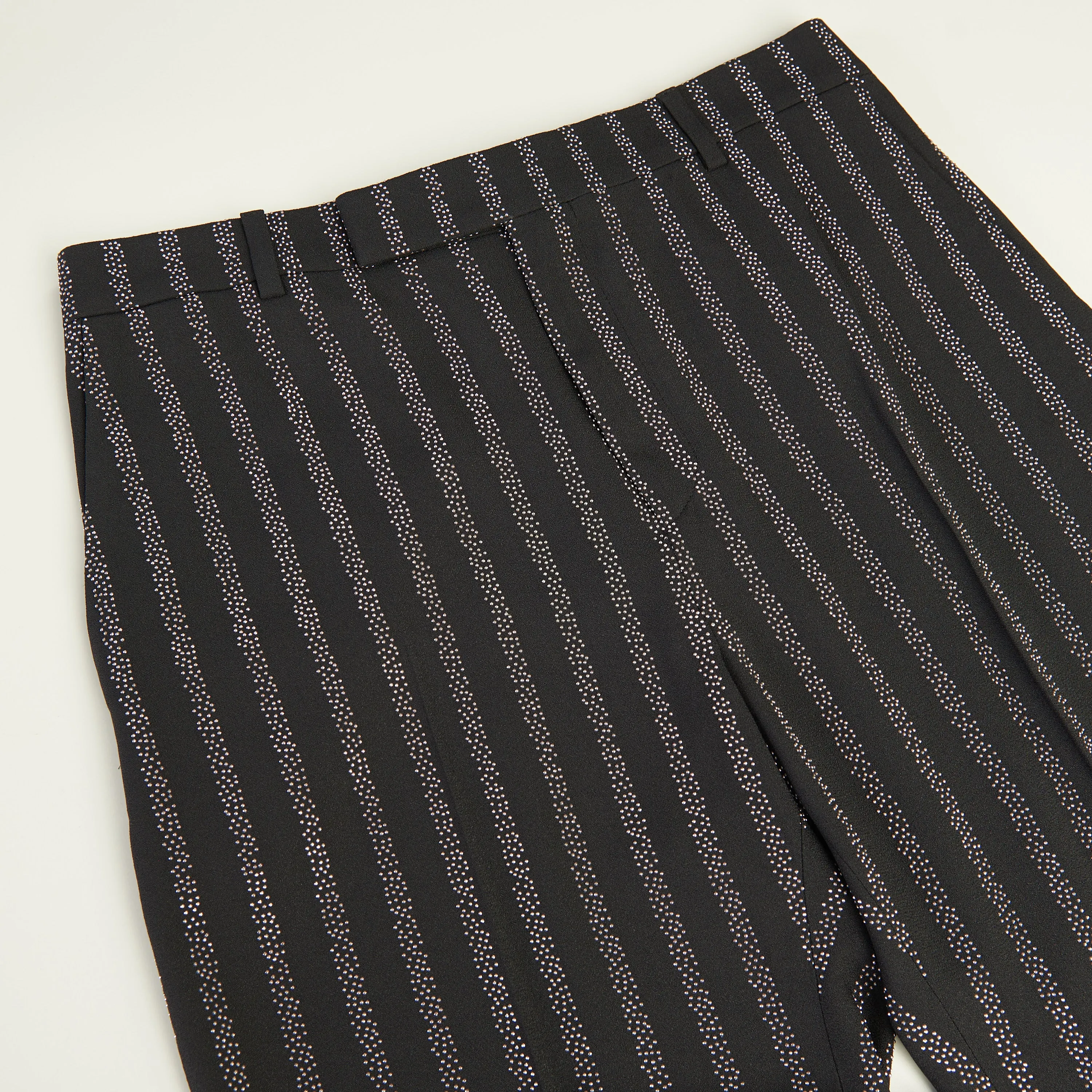 Flared Cropped Pants In Viscose Sablé - Studded Stripes