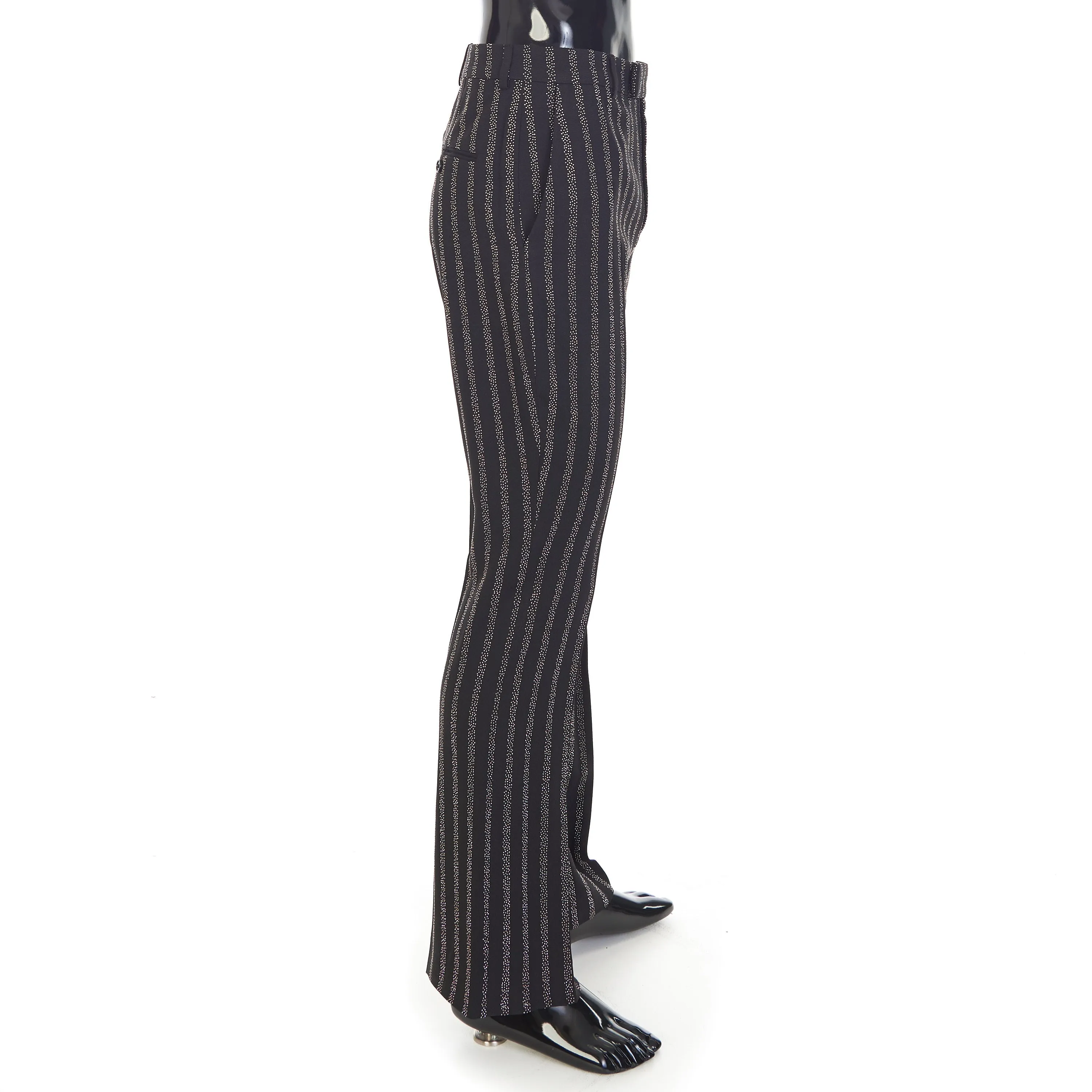 Flared Cropped Pants In Viscose Sablé - Studded Stripes