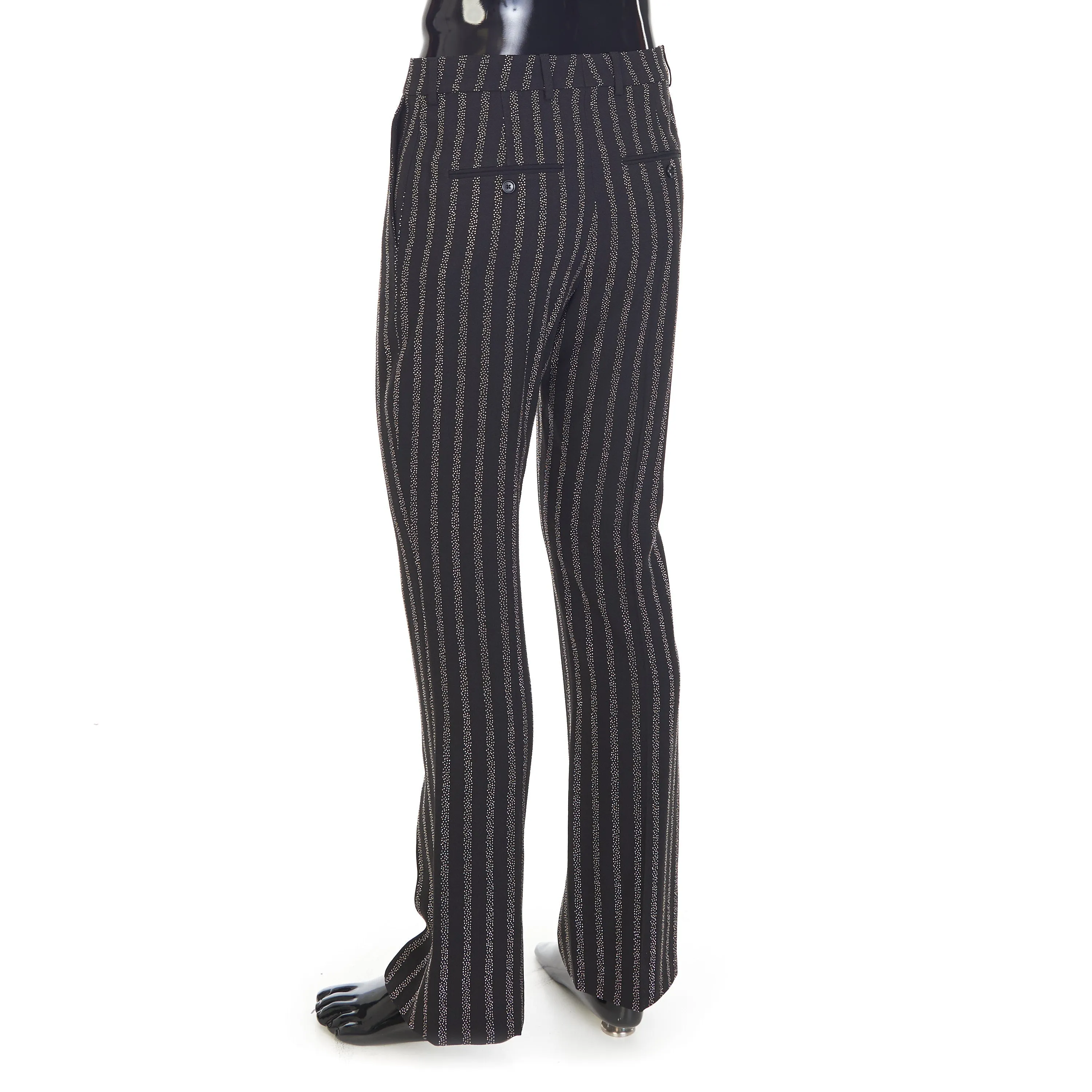 Flared Cropped Pants In Viscose Sablé - Studded Stripes