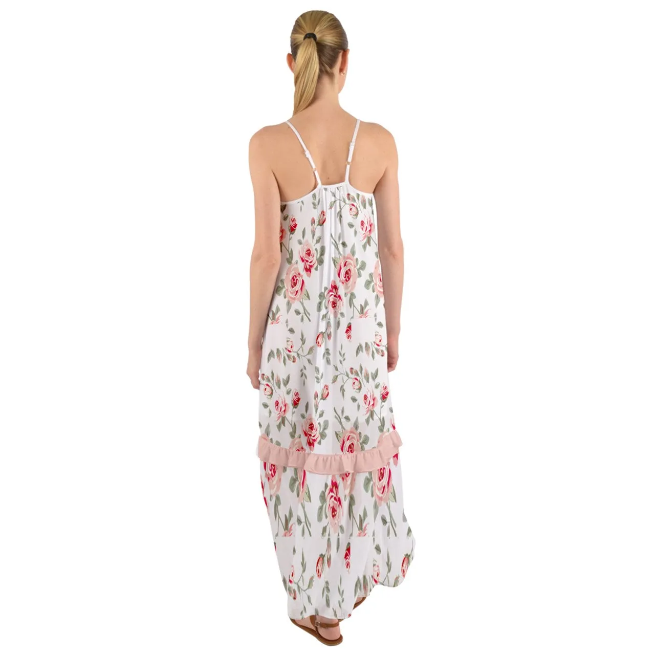 Floral Cami Maxi Ruffle Chiffon Dress