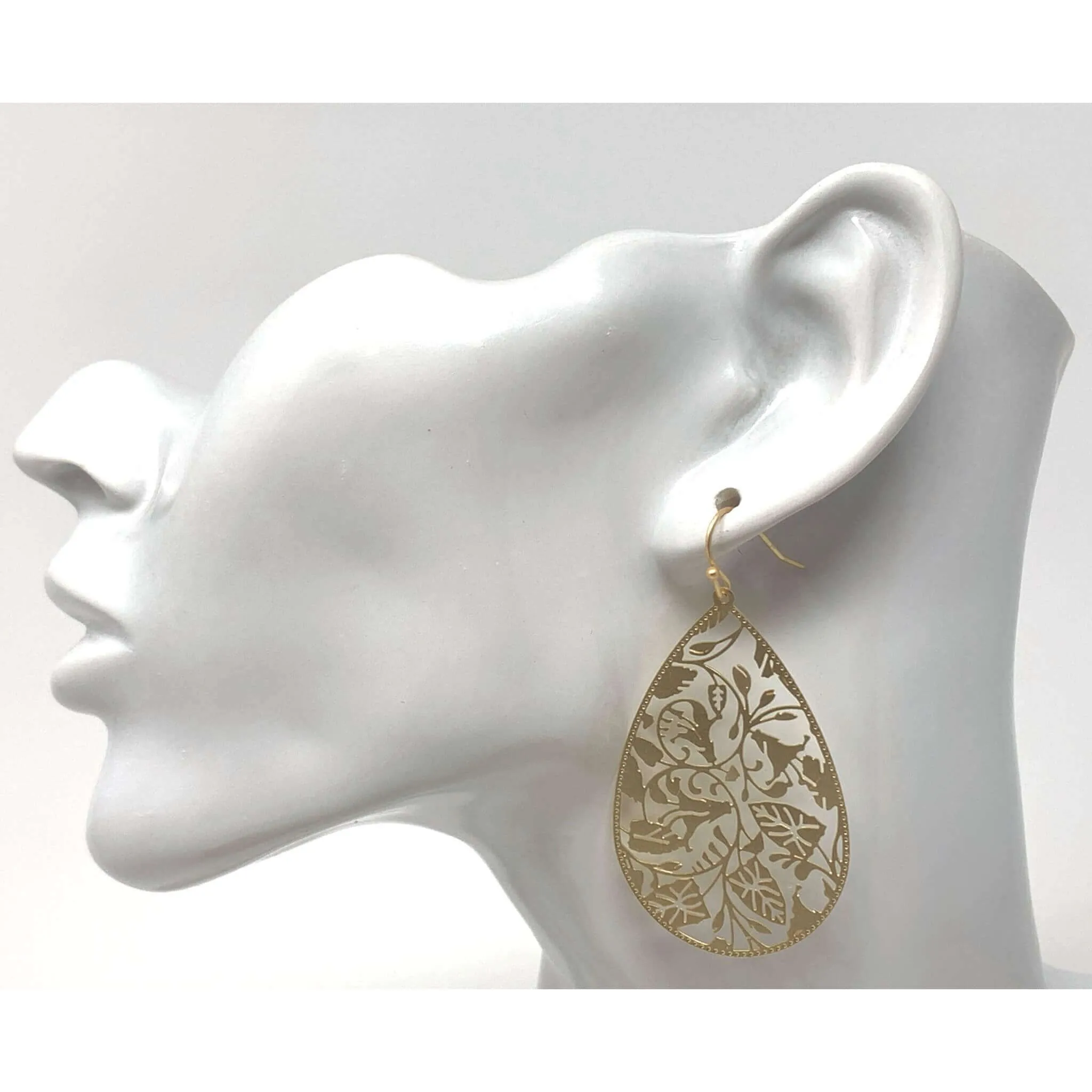 Floral Leaf Teardrop Earrings