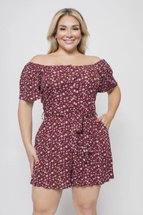 Floral Romper with Ruffle Sleeves